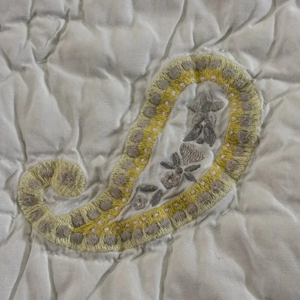Pottery Barn Kids Quilt Crib Blanket Yellow Gray‎ Paisley Infant Toddler Nursery